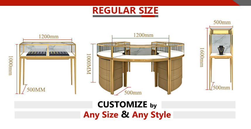 jewellery display cabinets size