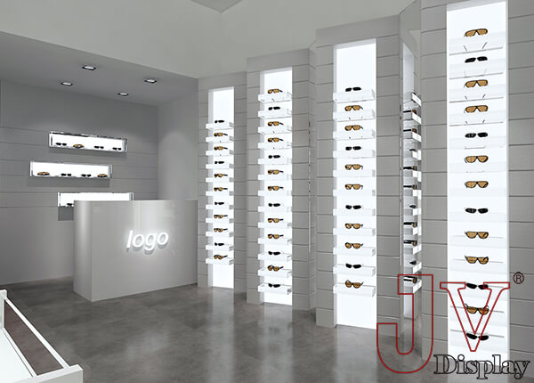 white optical store design