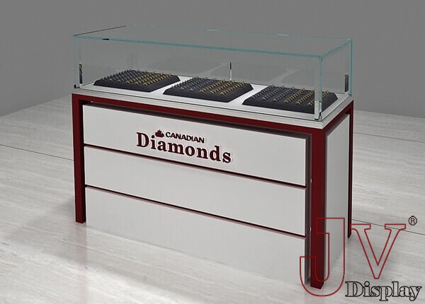 glass jewelry display case with lock