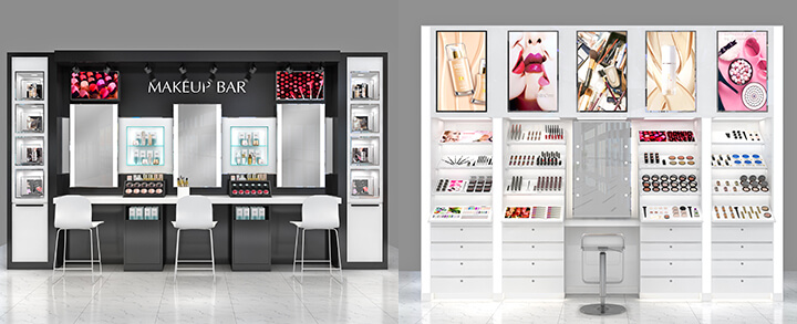 makeup tester display wall cabinet