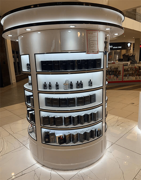 column perfume display shelf