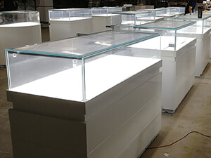 White jewellery display cabinets for Canada project