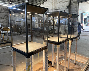 Steel jewelry showcase and pedestal cases
