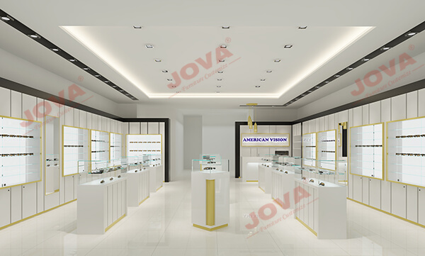 white optical shop design