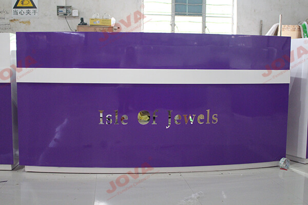 purple jewelry display showcases