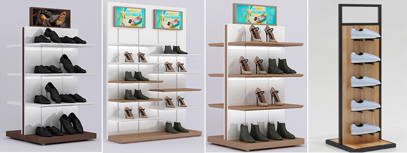 2 side shoe display shelves