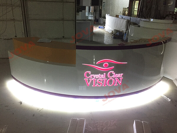 curved reception counter desk