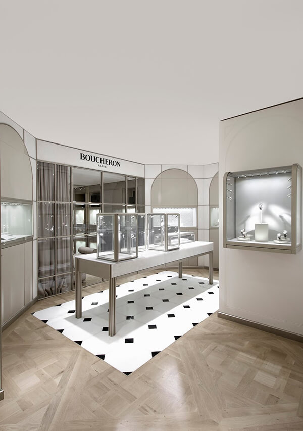 white jewelry display cabinets