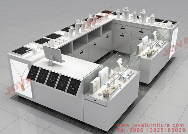 white jewelry kiosk