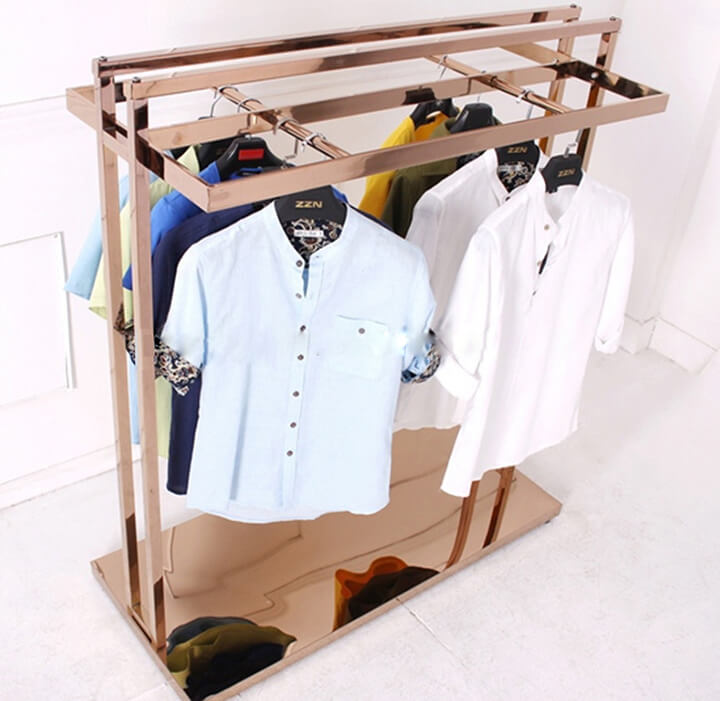 golden metal clothes display stands