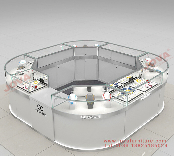 white jewelry kiosk design