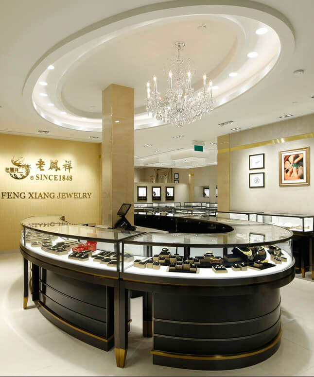 curved jewelry showcases design