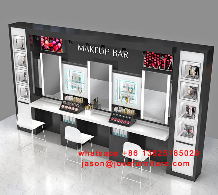 makeup tester display wall showcase