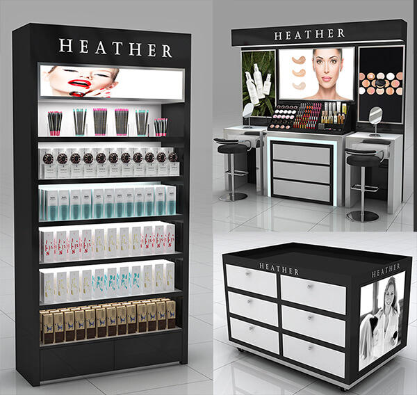 wooden cabinet for cosmetics store