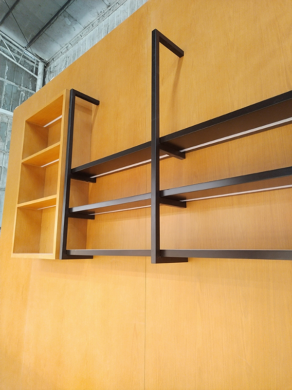 wood metal display wall