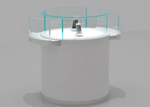Mobile phone showcase modern round white