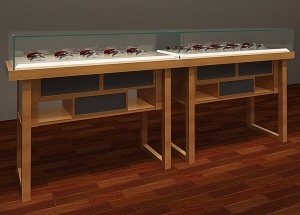 wooden glass optical showcase design modern
