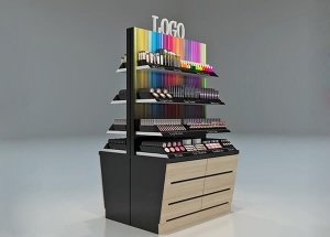 Makeup display shelves design sleek kiosk