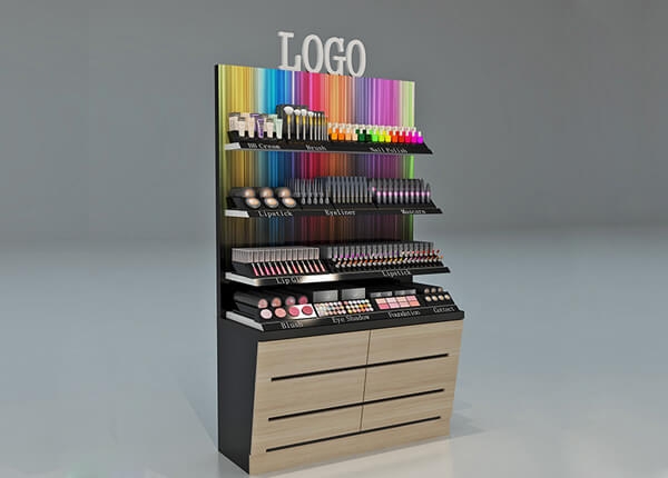 makeup display shelves