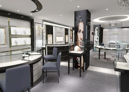 Gold Jewellery Showroom Interior Design White Modern For
