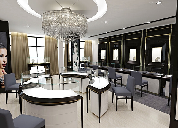 gold showroom interior design