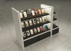 Glass kiosk display showcase for phone accessories multilayer