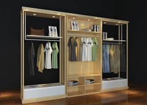 Clothing shop display shelving new design wooden male
