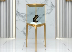 Pedestal display case & stand stainless steel glass