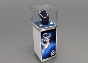 Pedestal display stand white jewelry case freestanding