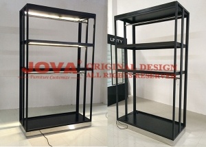 Metal etagere store fixtures with open display shelves