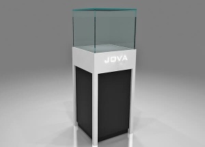 Square pedestal case glass top custom made