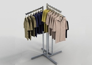Boutique clothing rack 4-Way with straight arms square tubing