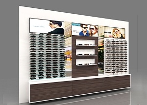 Wall showcase for optical shop furniture
