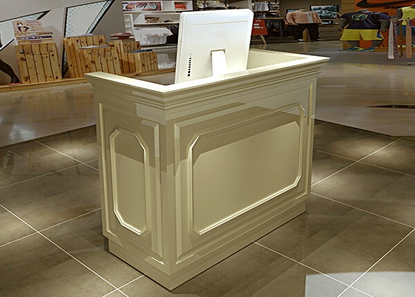 wooden reception desk