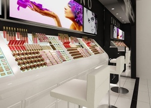 small cosmetic shop design in the mall