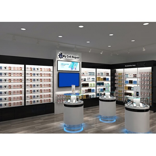 Cell Phone Shop Design With Accessories Display For Sale