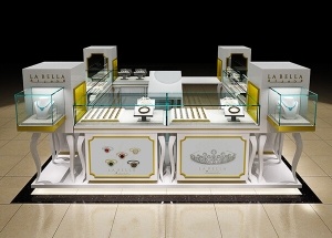 jewelry kiosk with displays in the mall USA