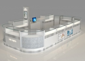 mall kiosk for jewelry glass display showcase