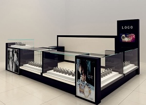 watch retail kiosk with glass display showcase