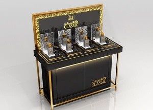 Black perfume stand design retail perfume counter