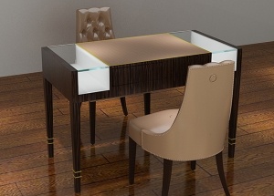 retail jewelry display table with chairs