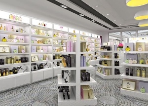 custom perfume rack display design for store interior
