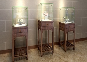Pedestal jewelry showcase quarter vision jewelry display case