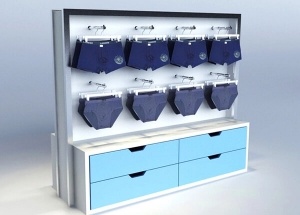 2 side underwear rack display showcases