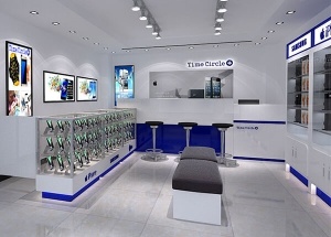 electronic shop interior design with phone display furniture