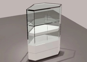 Jewelry corner display case glass display cabinet
