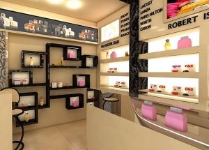 perfume shop interior design perfume shelf display