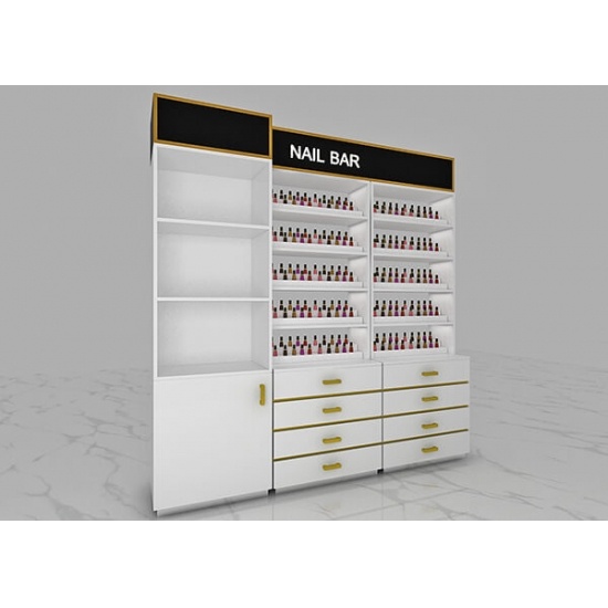 White Nail Polish Wall Rack Salon Wall Shelf Design For Sale White
