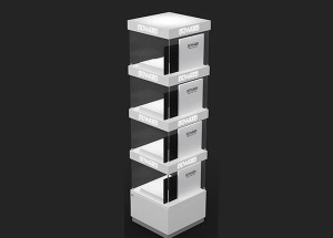 glass showcase tower full vision store display case