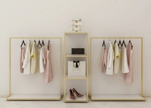 gold steel racks for clothes shop